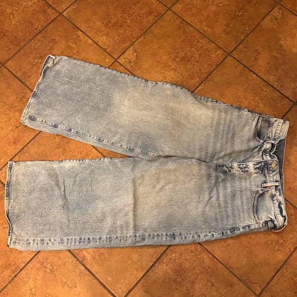 Express Relaxed Wide Leg Blue Jeans 14 SHORT - Picture 3 of 4